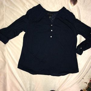 LB eyelet and seersucker top